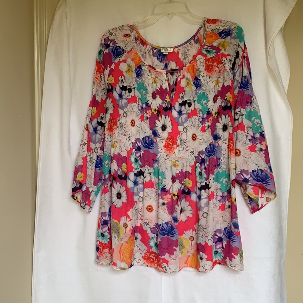 Blouse Large Polyester Floral - image 3